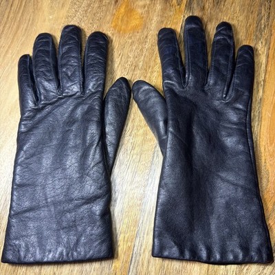 ISOTONER  Women s Sz 6.5 Black Lined VTG Leather Gloves READ