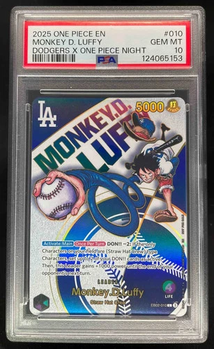 2025 One Piece Promo LA Dodgers One Piece Night Monkey D Luffy PSA 10