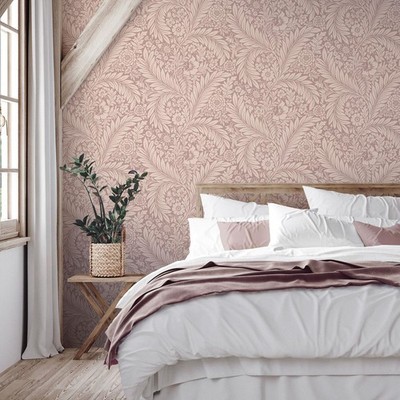 Florence Blatt Florales Tapetenpapier Blush Pink Matt Neu World Of Wallpaper 728