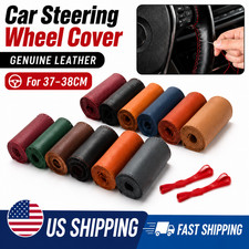 Genuine Leather Car Steering Wheel Cover Wrap Anti-slip Diy Sewing For 15 38cm Genuine Leather Car Steering Wheel Cover Wrap Anti-slip Diy Sewing For 15 38cm