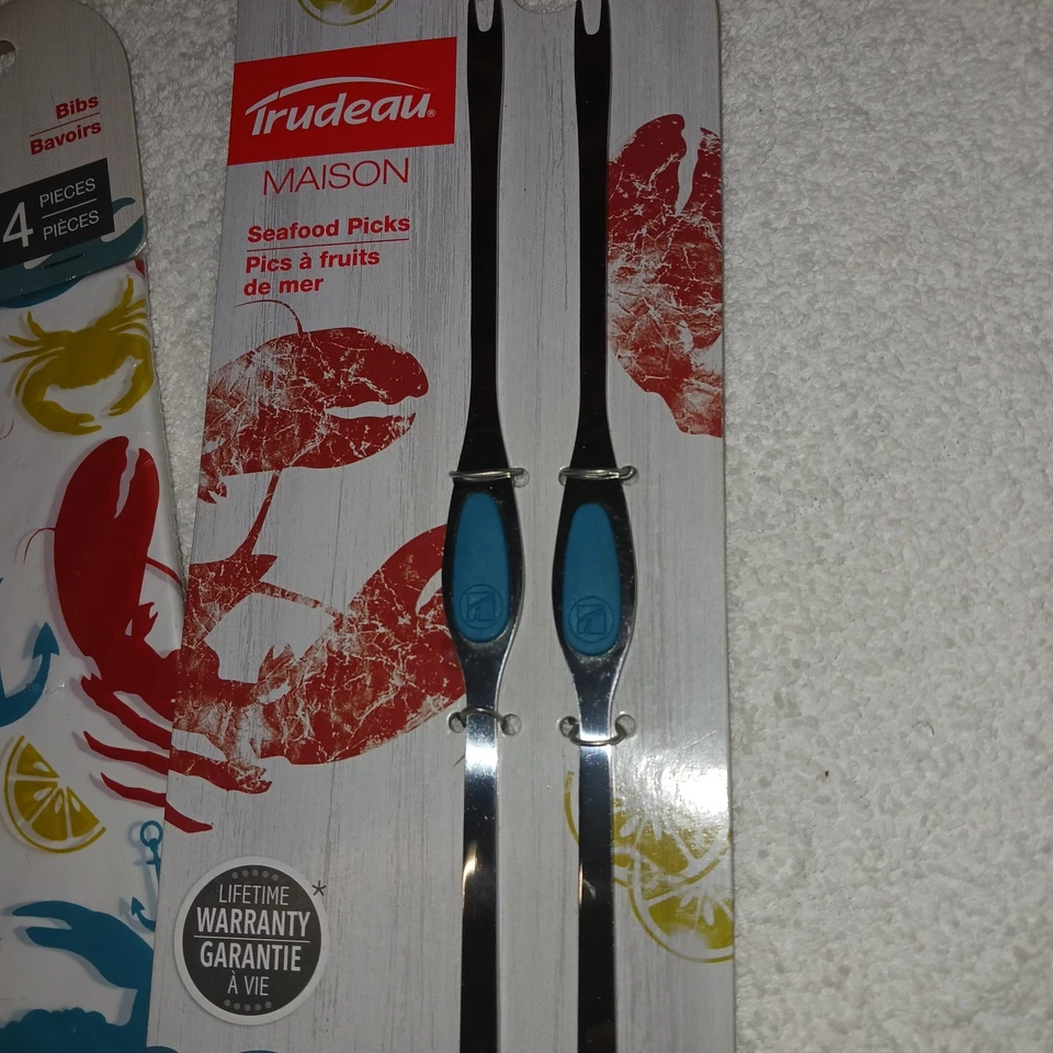 Seafood Cracker Seafood Bibs Seafood Picks. Trudeau Maison 7pcs. New  - Image 3 of 4