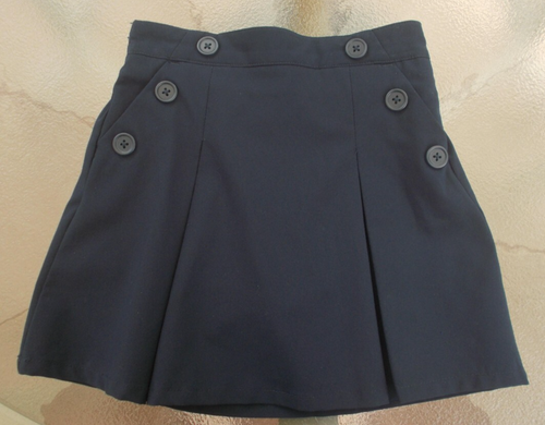 NAUTICA UNIFORM SKORT, Navy Blue Pull Up, Elastic Waist Back, Buttons,Girl's 5