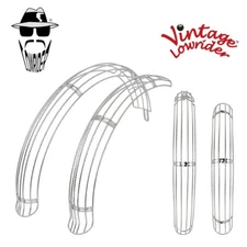 VintageLowrider 20" Flared Twisted Adjustable DuckTail Chrome Bicycle Fender Set