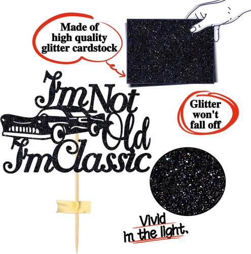 I'M Not Old I'M Classic Cake Topper, Vintage Car Birthday Cake Décor,Funny 30Th/ - 第 3/12 張圖片