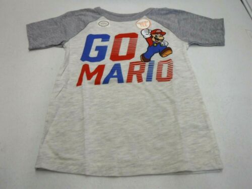 BOYS SIZE 4 NINTENDO MARIO OATMEAL HEATHER GRAY GO MARIO TSHIRT NEW #19960