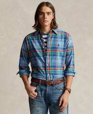  125 Polo Ralph Lauren Men's Classic Fit Plaid Oxford Shirt, Blue/Red, Small