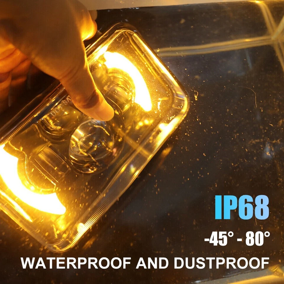 4pcs 4x6 inch LED Headlights DRL Hi/Lo Beam H4 Fit GMC W3500 W4500 W5500 Forward - Image 3 of 4