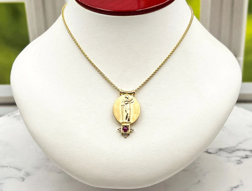 Collar camafeo TAGLIAMONTE (2192N) 925SS/YGP*Rubí*Euterpe*Reg. $200 Foto 4 de 4