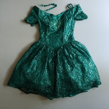 Vtg 1980's Gunne Sax Green Off Shoulder Prom Dress Party Metallic 80s Small