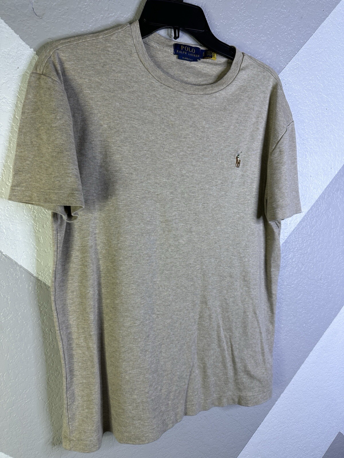 Polo Ralph Lauren Uomo Pima 100% Cotone Tan Girocollo Multicolore Pony Taglia S