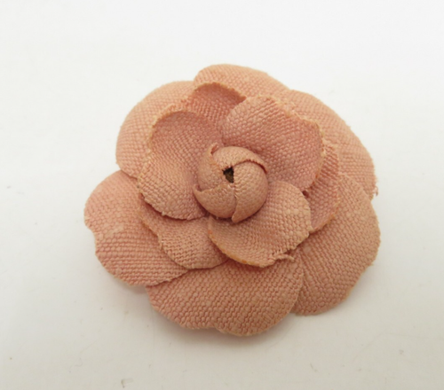 Authentic CHANEL Canvas Camellia Flower Pin Brooch 40346