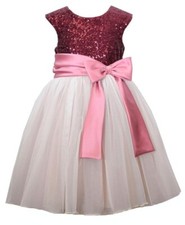 NWT Bonnie Jean Girls 4 Sleeveless Red Sequins Pink Bow Special Occasion Dress