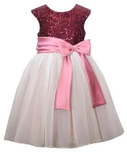 NWT Bonnie Jean Girls 12 Special Occasion Dress Sleeveless Red Sequins Pink Bow