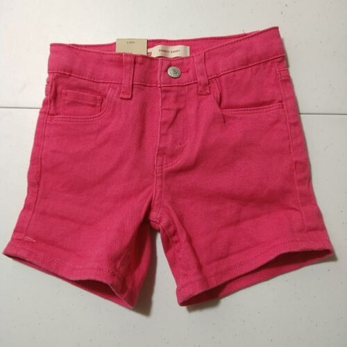 Levi's Girls Pink Denim Shorty Short SZ 6 REG (MSRP $36.00) - FREE S&H NWT - Afbeelding 1 van 8
