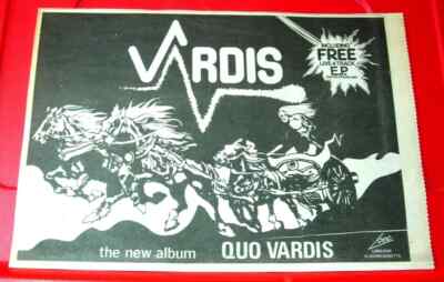 Vardis Quo Vardis Vintage ORIGINAL 1982 Presse/Magazin ANZEIGE 11,5''x 8'' Neu ohne Verpackung