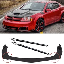 Front Bumper Lip Spoiler /Splitter Strut Rods Glossy For Dodge Avenger