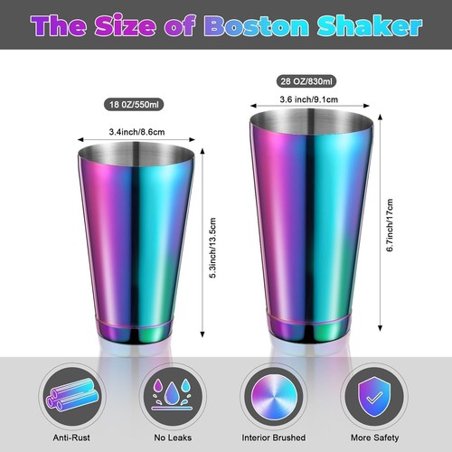 Professional 6-Piece Stainless Steel Cocktail Shaker Set with Colorful Options - Picture 4 of 9