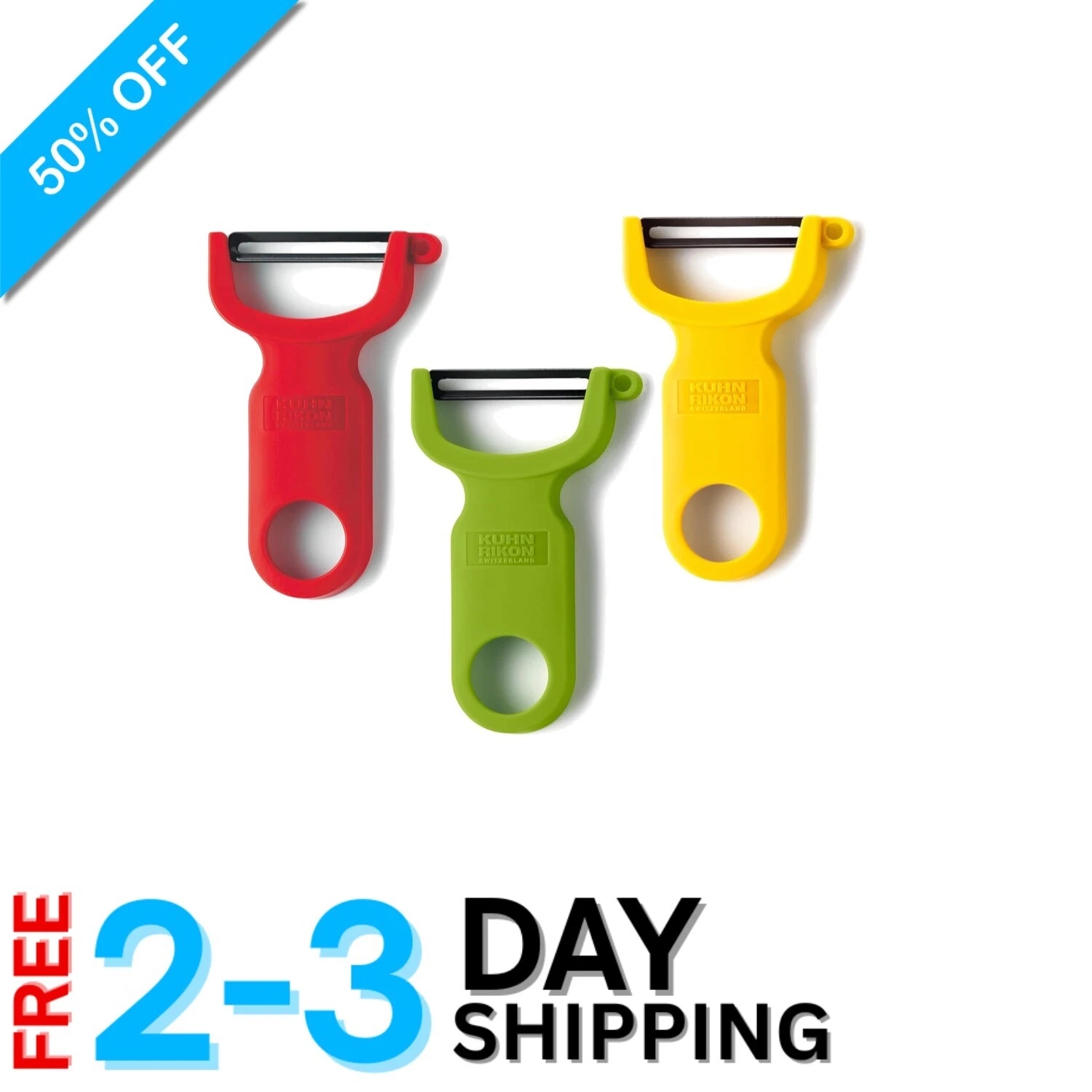 Set of 3 Swiss Peelers - Razor-Sharp Ergonomic Y-Type in Attractive Colors