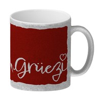 Glitzer-Kaffeebecher Mit GrüEzi-Schriftzug Mit Herz Und Bergen