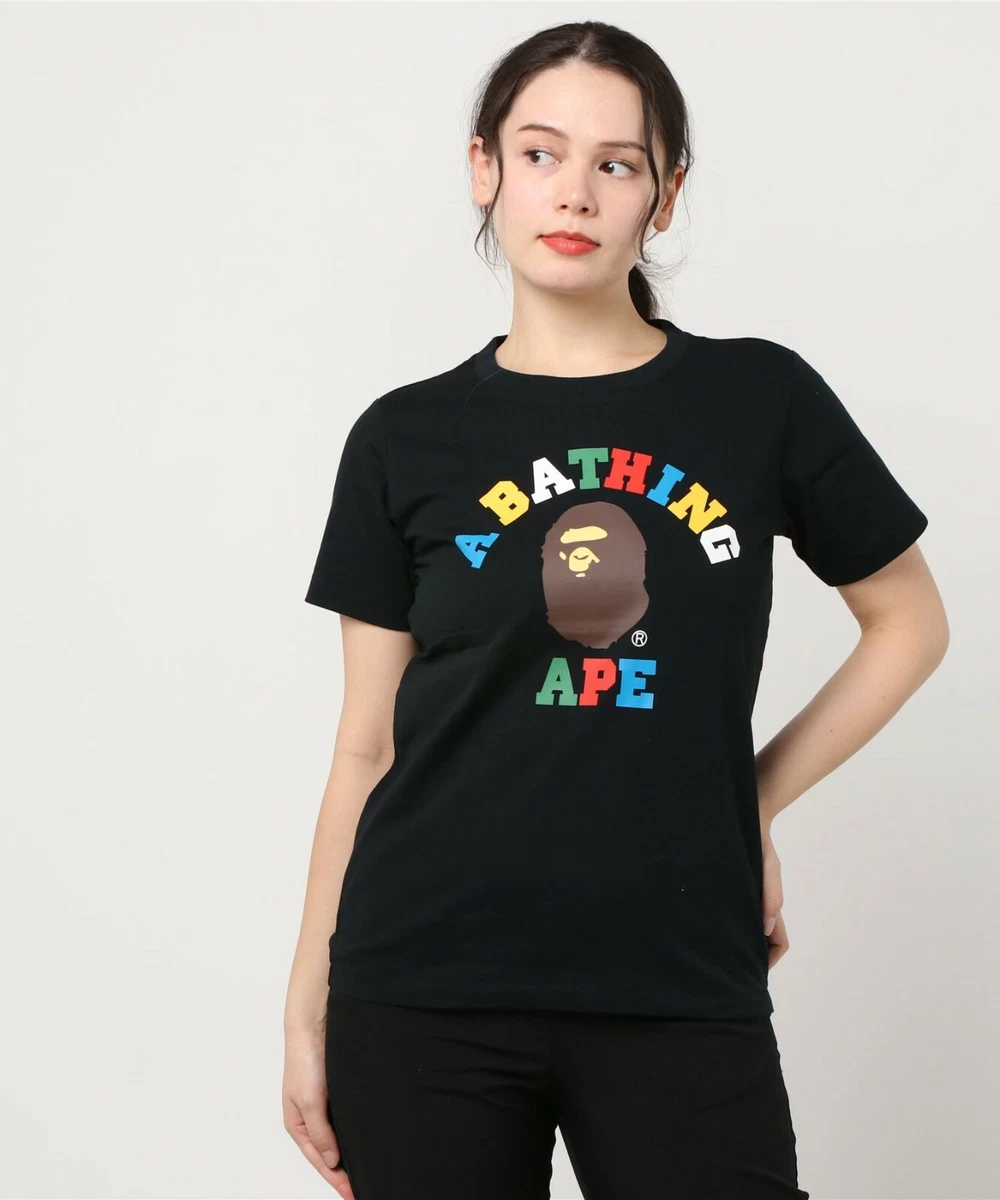 Bape Multi Color Letters College Tee Black