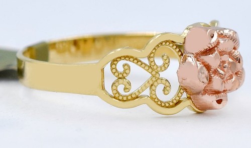 FLOWER DESING LADIES RING 14K SOLID YELLOW & ROSE GOLD - Made in USA-NWT