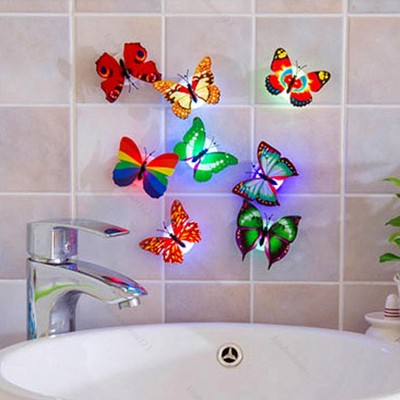 Diy New Colorful Changing Butterfly Decor Led Lamp Home Party Wall