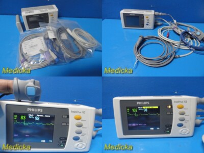 2011 Philips M3002A Intellivue X2 MMS Transport Monitor/Module W/ Leads~25937