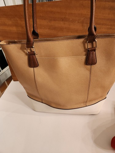 Calvin Klein Handbag Tote Shoulder Bag Purse Tan Cream - Picture 14 of 20