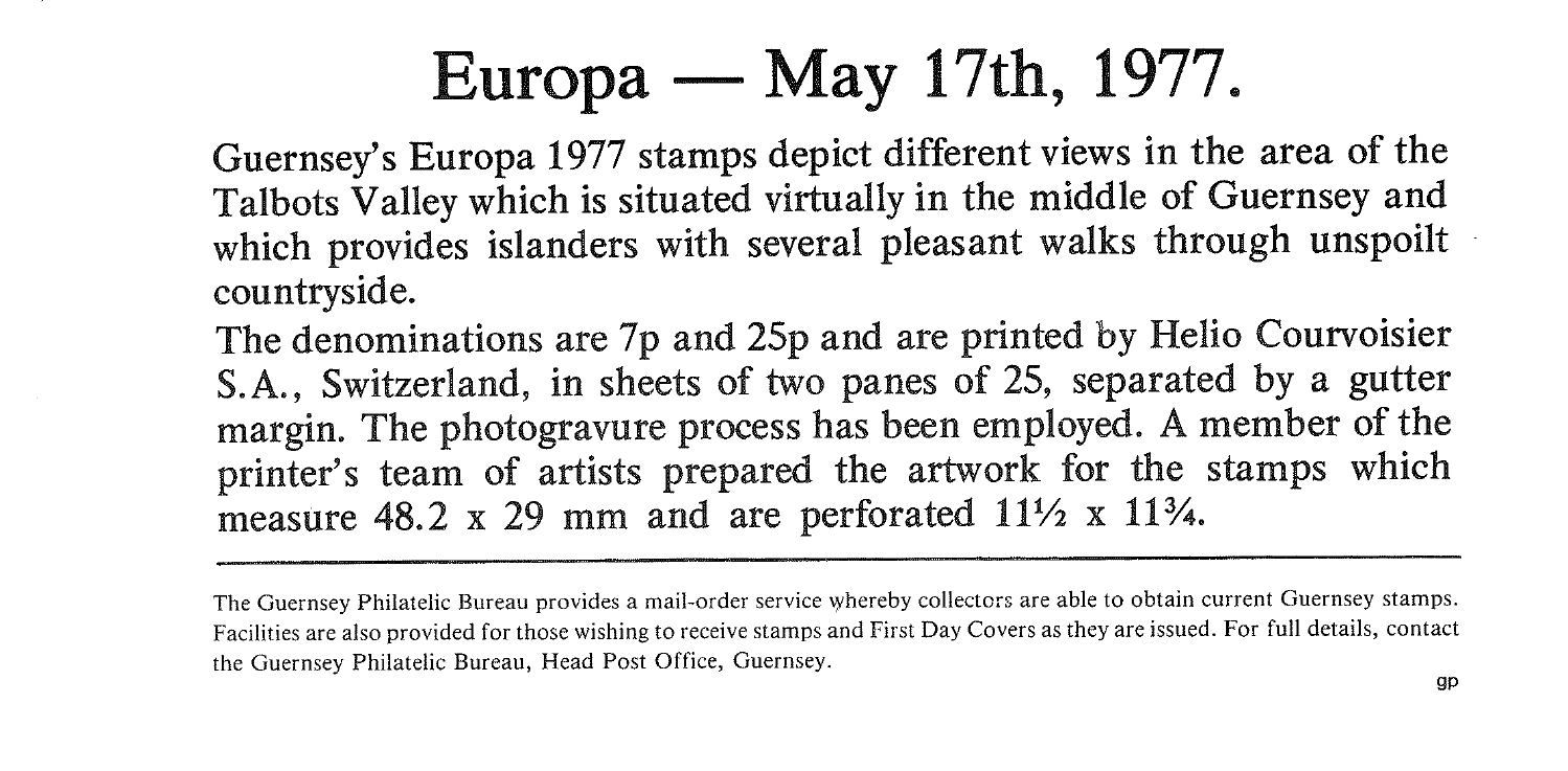 Guernsey stamps Europa Countryside) 1977 Official First Day Cover FDC