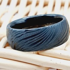 Engagement Ring for Men and Women Damascus Tungsten Promise Bands Black Tungsten