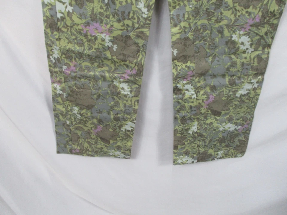 Брюки женские Sigrid Olsen 6P миниатюрные зеленые с цветочным узором китайские прямые эластичные хлопок - Изображение 3 из 4