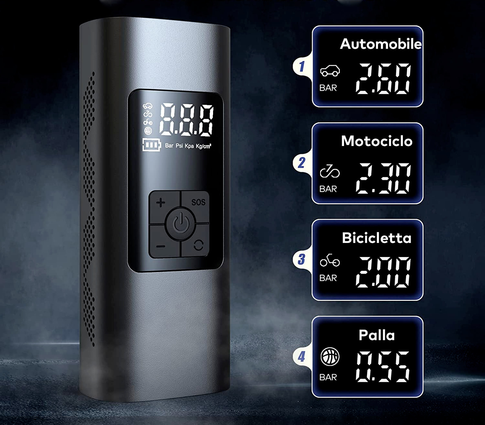 Mini compressore d'aria portatile per auto con LED foto 5