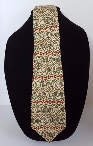 J.Crew Necktie Funky Swirl Men's Classic Polka Dot Diamond Pretzel Gold Green - Picture 2 of 6