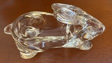 Clear Crystal Heavy Glass Rabbit Planter Trinket Candy Dish