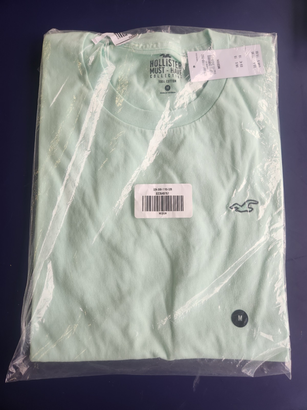 Hollister Men's Medium Mint Green Cotton Logo Tee Must-Have Shirt
