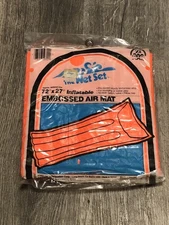 The Wet Set Intex Vtg 1983 Pool Inflatable Orange Air Mat Raft 72" x 27" 59700