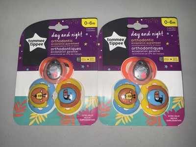 Tommee Tippee Day and Night Glow In The Dark Pacifiers 0-6 Months Lot Of  2