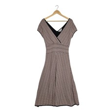 VTG Nine West Dress Sz M Pink Black Knit Fit & Flare Surplice Neckline Lined