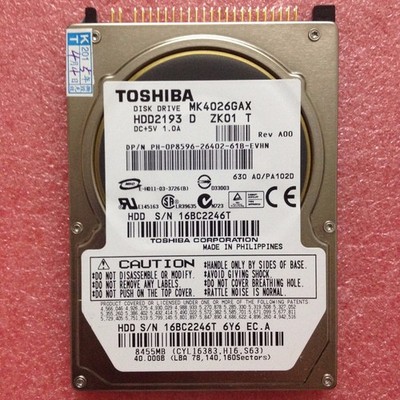   40   Interna 2.5'' 16 MB IDE 5400   MK4026GAX Hard Disk Drive HDD *pz