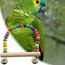 Parrot Plastic Colorful Bead Swing Birdcage Stand Hanging Bell Toy Bird Supplies