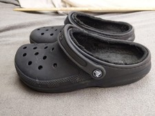 Crocs Classic Lined Clog Shoes Womens 8 Mens 6 Black Fleece Fur Slip On