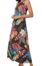 Vince Camuto Printed Crewneck Back Keyhole Sleeveless Dress New With Tag Large
