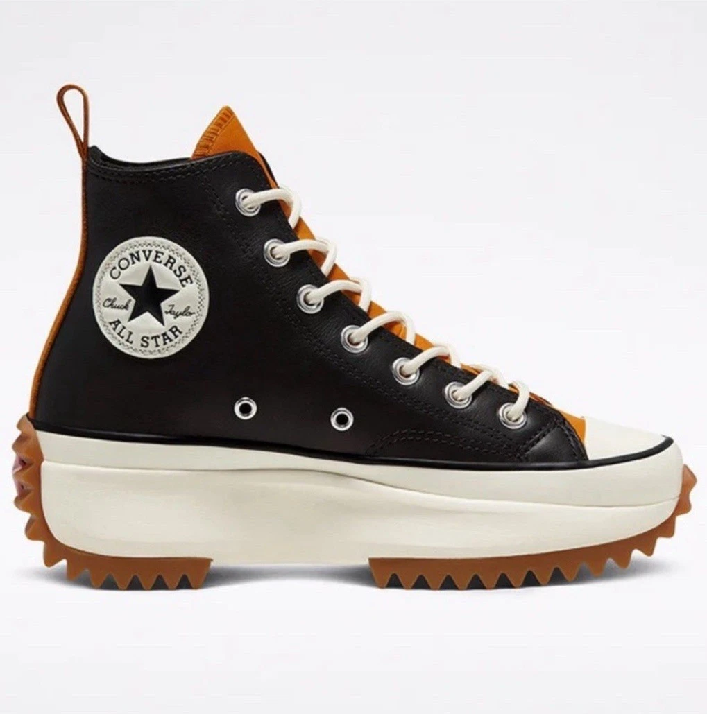 CONVERSE Sneakers alte da donna 9 Run Star Hike in pelle nero giallo zafferano