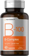 Vitamin B-100 Complex | 60 Capsules | Non-GMO, Gluten Free | by Horbaach