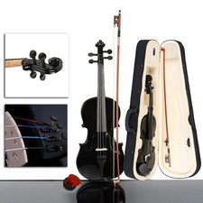 New 3/4 Size Perfect Black Violin/Fiddle W/ Case  Bow  Rosin for Beginner