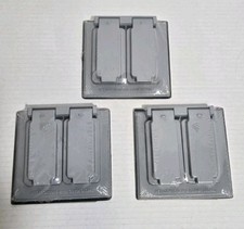 3x Preferredindustries Metal Double Receptacles 2-Gang Weatherproof Cover