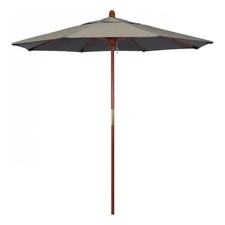 Pemberly Row 7.5' Push Lift Wood Pole Patio Umbrella in Performance Fabric Dove