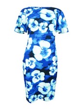 Calvin Klein Women's Flare Sleeve Sheath Dress (4, Regatta Multi) 191797242220