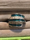 Vintage Emerald And White Sapphire Ring Size 9.5 Signed P ⭐ M 925