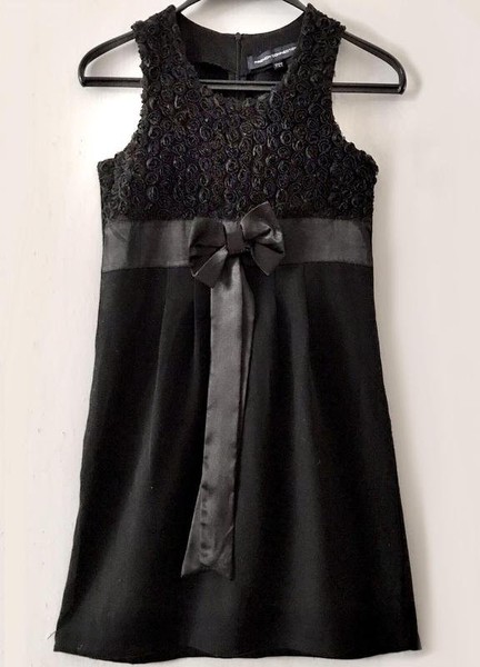 Women French Connection Dress Black Silk 34 / XS /